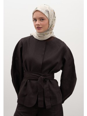 Jenephıe Desen Pamuklu Viskon Eşarp Taş