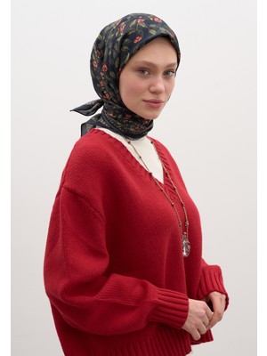 Leana Desen Pamuklu Viskon Eşarp Siyah