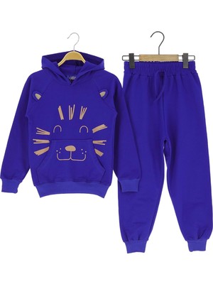 Aslan Baskılı Kapüşonlu Iki Iplik Şardonlu Eşofman Takım - Atabay - ATA30682.0 - Saks - 4 Yaş - ATA30682.0-SAKS-4 Yaş Saks