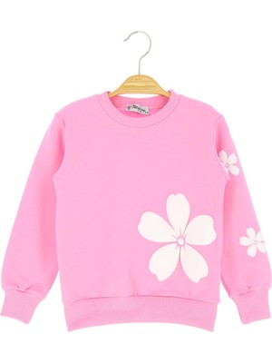 Çiçek Baskılı Iki Iplik Şardonlu Sweatshırt - Pembe - 1 Yaş - ERL50684.0-PEMBE-1 Yaş Pembe