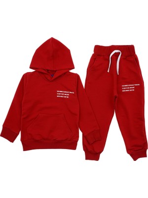 Kanguru Cepli Kapüşonlu Iki Iplik Şardonsuz Eşofman Takım - Kırmızı - 1 Yaş - ATA30448.0-KIRMIZI-1 Yaş Kırmızı