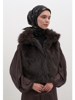 Gısele Desen Pamuklu Viskon Eşarp Siyah