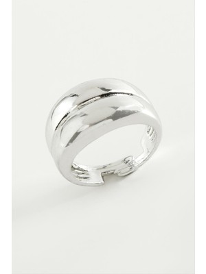 Msa-Shop Çift Sıra Metal Yüzük-Gümüş Rengi