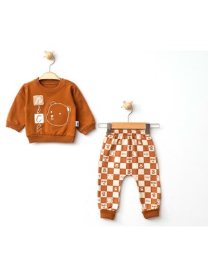 Pötikare Patili Iki Iplik Alt Üst Takım - Kahverengi - 12 - 18 Ay Kahverengi