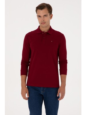 U.S. Polo Assn. Erkek Regular Fit Polo Yaka Bordo Basic Sweatshirt 50315941-VR014