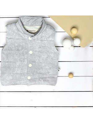 Çıtçıtlı Elyaflı Yelek - Gri - 12 Ay Gri