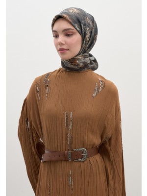 Evelyne Desen Pamuklu Viskon Eşarp Vizon