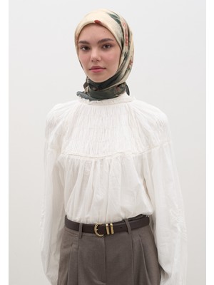 Marıelle Desen Pamuklu Viskon Eşarp Çam Yeşili