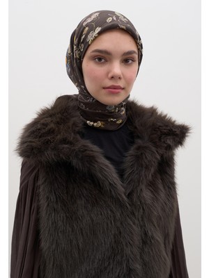 Jenephıe Desen Pamuklu Viskon Eşarp Acı Kahve