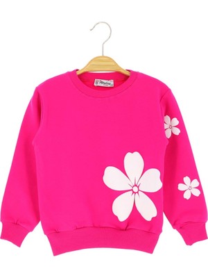 Çiçek Baskılı Iki Iplik Şardonlu Sweatshırt - Fuşya - 2 Yaş - ERL50684.0-FUŞYA-2 Yaş Fuşya