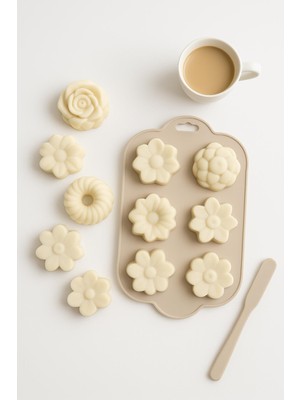 Silikon Kek ve Çikolata Kalıbı 6 Lı Krem Renk Pasta Tatlı Muffin Kalıbı