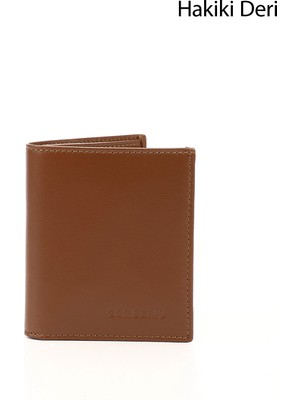 Erkek Taba Hakiki Deri Dikey Cüzdan