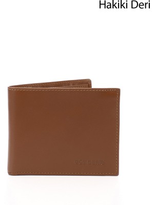Erkek Taba Hakiki Deri Yatay Cüzdan
