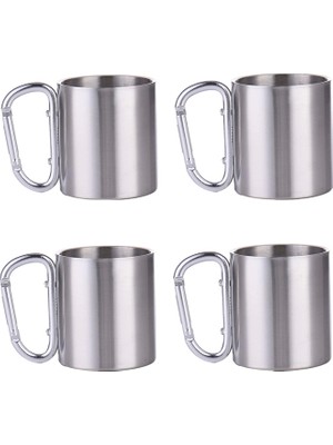 Weather Forecast Karamina 4'lü Çift Kat Paslanmaz Çelik Mug 180 ml Gri Renkli Kamp Bardağı Fincanıcin230