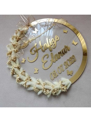 Şeffaf Pleksili Kapı Süsü, Isme Özel Duvar Süsü, Duvar Dekoru, Hediyelik Ürün Gold 28CM