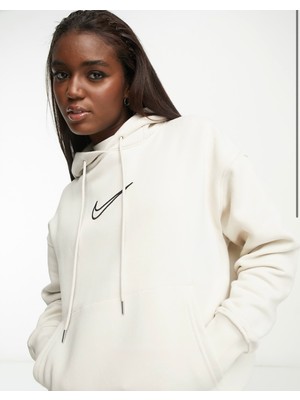 Sportswear Phoenix Fleece Pullover Oversize Bol Kalıp Hoodie Krem Kadın Sweatshirt