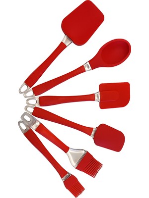 Silikon Spatula Seti-6 Parça, Yanmaz, Yapışmaz,mutfak, Pasta, Spatula, Kaşık, Fırça