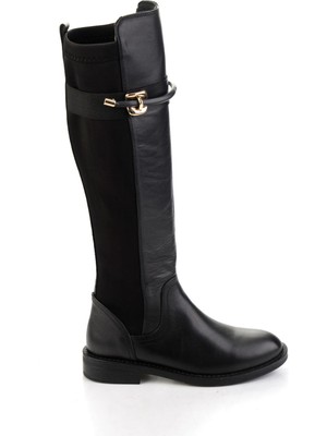 Siyah Hakiki Deri Kadın Çizme K03724260103