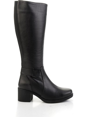 Siyah Hakiki Deri Kadın Çizme K03586007103