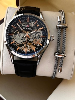 Reward Italyan Bileklik Hediyeli Deri Kordon Otomatik Mekanizma 5 Atm Erkek Kol Saati W.142270.3