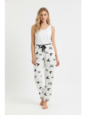 Rays Beyaz Desenli Kadın Pijama 4541