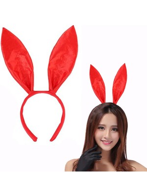 Msa-Shop Pembe Renk Saten Kaplama Şekil Verilebilir Tavşan Kulak Taç 35X11 cm