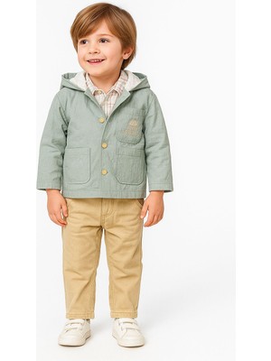 Erkek Çocuk Yağmurluklu 3'lü Takım Yağmurluk - Gömlek - Pantolon 3'lü Takım