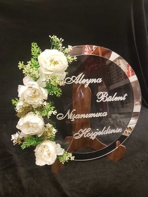 Isme Özel Nişanımıza Hoşgeldiniz Kapı Süsü, Duvar Süsü, Duvar Dekoru 28 cm