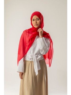 Pamuk Şal Düz Mercan - Günlük Kullanım