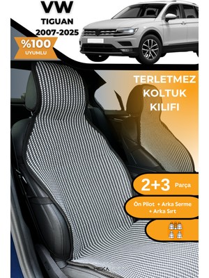Meka Part Terletmez Oto Koltuk Koruyucu Kılıf %100 Pamuk 5 Li Tam Set Füme Beyaz Vw Tiguan