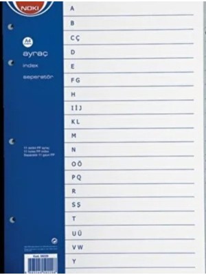 Noki A-Z Harfli Index Ayraç