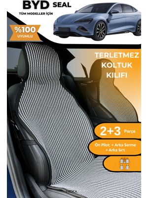 Meka Part Terletmez Oto Koltuk Koruyucu Kılıf %100 Pamuk 5 Li Tam Set Füme Beyaz Byd Seal
