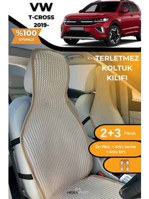 Meka Part Terletmez Oto Koltuk Koruyucu Kılıf %100 Pamuk 5 Li Tam Set Krem Vw T-Cross