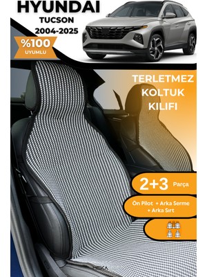 Meka Part Terletmez Oto Koltuk Koruyucu Kılıf %100 Pamuk 5 Li Tam Set Füme Beyaz Hyundai Tucson