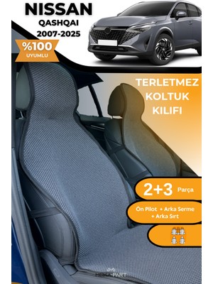 Meka Part Terletmez Oto Koltuk Koruyucu Kılıf %100 Pamuk 5 Li Tam Set Füme Nissan Qashqai