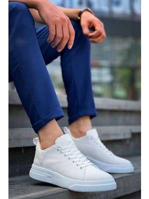 KB-X204 Kuback Beyaz Keten Beyaz Yüksek Taban Günlük Erkek Spor Ayakkabı