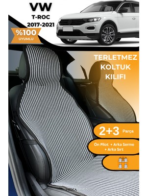 Meka Part Terletmez Oto Koltuk Koruyucu Kılıf %100 Pamuk 5 Li Tam Set Füme Beyaz Vw T-Roc