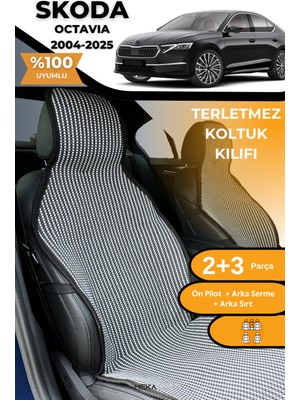 Meka Part Terletmez Oto Koltuk Koruyucu Kılıf %100 Pamuk 5 Li Tam Set Füme Beyaz Skoda Octavia