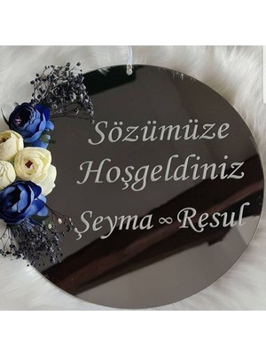 Gümüş Aynalı Pleksi Sözümüze Hoşgeldiniz Kapı Süsü