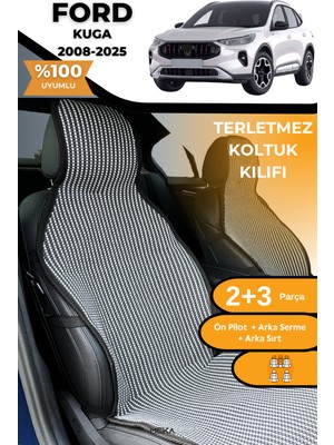 Meka Part Terletmez Oto Koltuk Koruyucu Kılıf %100 Pamuk 5 Li Tam Set Füme Beyaz Ford Kuga