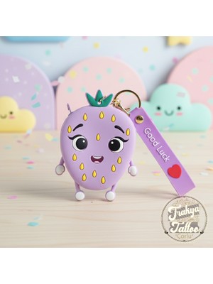 Sevimli Silikon Çilek Para Cüzdanı ve Anahtarlık