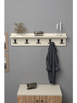 Askılık Duvar Elbise Askılığı Portmanto 80 cm Krem Düz