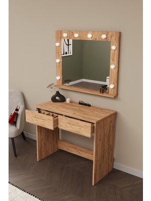 DF02108AC Işıklı Aynalı Çekmeceli Makyaj Masası