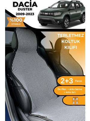 Meka Part Terletmez Oto Koltuk Koruyucu Kılıf %100 Pamuk 5 Li Tam Set Füme Beyaz Dacia Duster