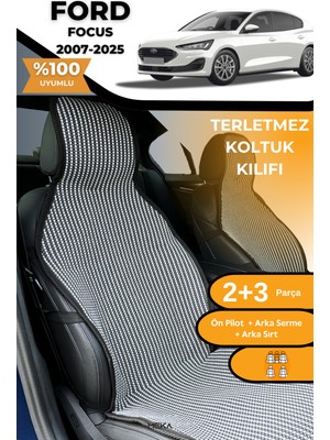 Meka Part Terletmez Oto Koltuk Koruyucu Kılıf %100 Pamuk 5 Li Tam Set Füme Beyaz Ford Focus 2 3 4 5