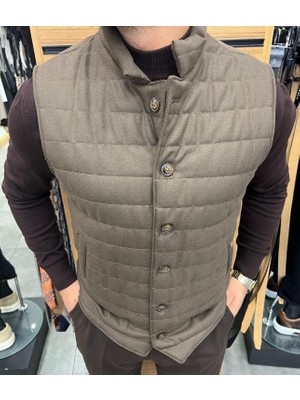 Düğmeli Şişme Süveter (Triko Detaylı Yelek)