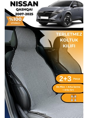 Meka Part Terletmez Oto Koltuk Koruyucu Kılıf %100 Pamuk 5 Li Tam Set Füme Beyaz Nissan Qashqai
