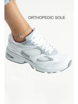 Devida Kadın Beyaz Spor Ayakkabı Günlük Rahat Air Taban Sneaker N110