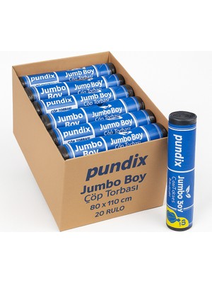Pundix Pundıx J350 Endüstriyel Çöp Poşeti 80X110 cm Siyah Seri – Opp Ambalajlı (1 Koli = 20 Rulo / 200 Adet) Dayanıklı, Sızdırmaz ve Geniş Hacimli Çöp Torbası