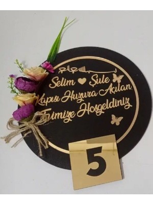 Isme Özel Ahşap ve Peleksili Kapı Süsü ve Prizlik Duvar Süsü ve Kapı, Duvar Dekoru Süsü 28CM